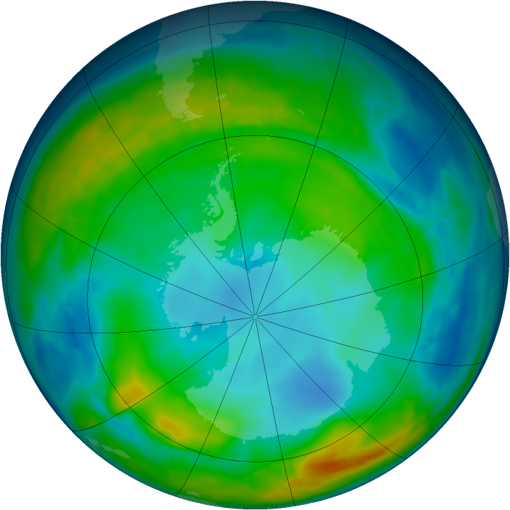 Antarctic ozone map for 03 June 2015